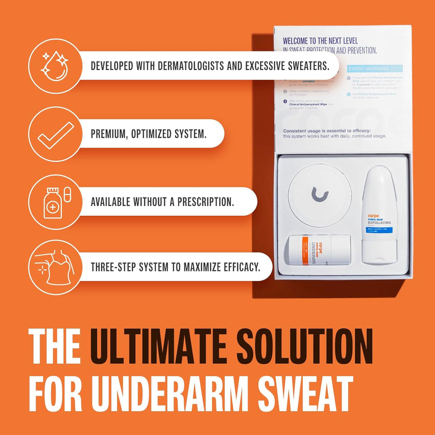 Carpe Clinical Grade Underarm Regimen - Combat sweat, Block excessive sweating and Help control hyperhidrosis with a Premium 3-step Sweat Protection System. - Fresh Linen Scent