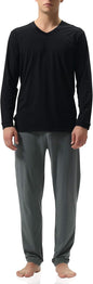 DAVID ARCHY Men's Pajamas Set Soft Cotton Long Sleeve Sleepwear Comfy Loungewear Pjs with Pockets