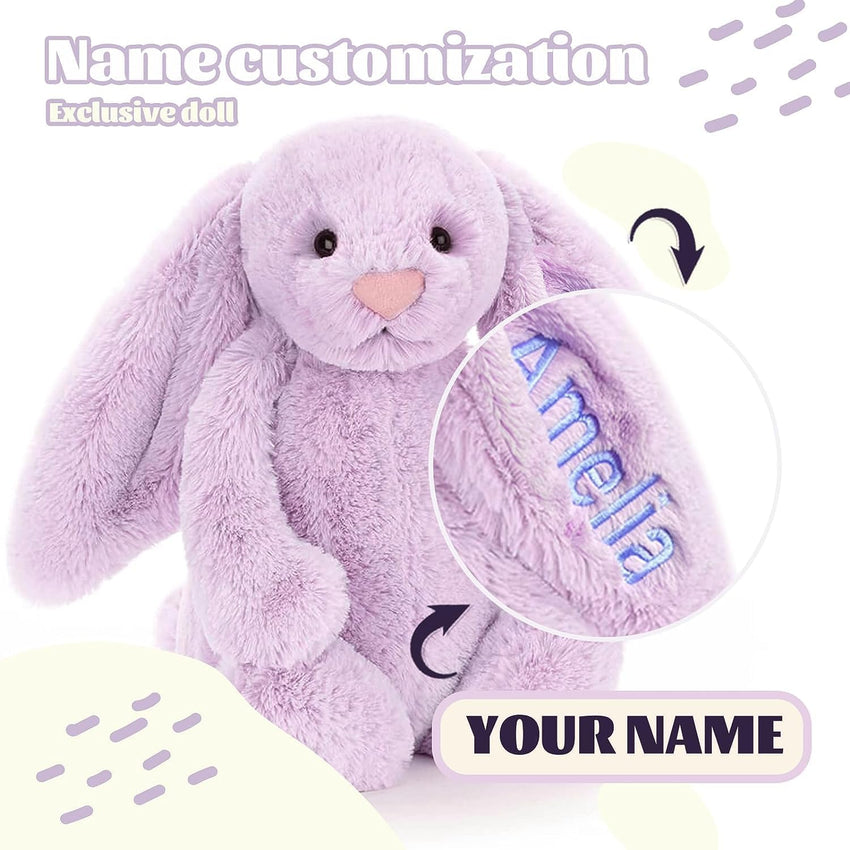 Plush Rabbit Embroidered with Child's Name Handmade Customized Plush Toys Children's First Companion Toys, Children's Welcome Baby Party, Birthday, Easter, Christmas, Thanksgiving Gifts