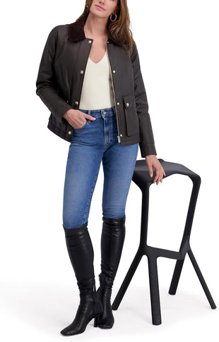 kensie womens Outerwear Waxed Cotton Barn Jacket