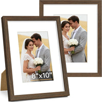 Vittanly 8x10 Picture Frame Set of 2, Solid Wood Frame for Wall or Tabletop, Display Photo 5x7 with Mat or 8x10 without Mat, Natural