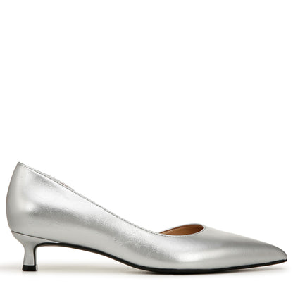 Naturalizer Womens Gallent Pointed Toe Kitten Heel Pump Silver Metallic 10 MNaturalizer Womens Gallent Pointed Toe Kitten Heel Pump Silver Metallic 10 M open box