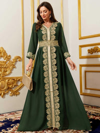 Women Muslim Abaya Kaftan Dress Lace Ethnic Moroccan Dress Eid Prayer Clothes Arabian Maxi Robe