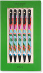 Kate Spade New York Black Ink Pen Set of 5, Cute Plastic Click Pens, Dots and Stripes