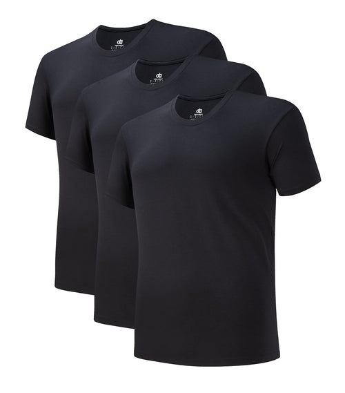 DAVID ARCHY Men's Undershirts Micro Modal Ultra Soft T-Shirts Stretch Moisture-Wicking Crewneck/V-Neck Tees for Men, 3-Pack