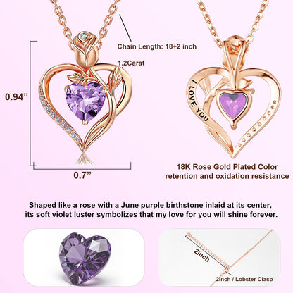 Women's Heart Pendant Necklace – 1.2CT Moissanite or Lab-Grown Sapphire, Ruby & Emerald
