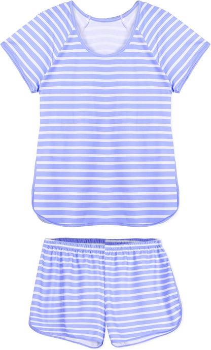 Hilinker Womens Sexy Pajama Set Ruched Lace Trim Cami and Shorts Summer Cute Pjs 2 Piece