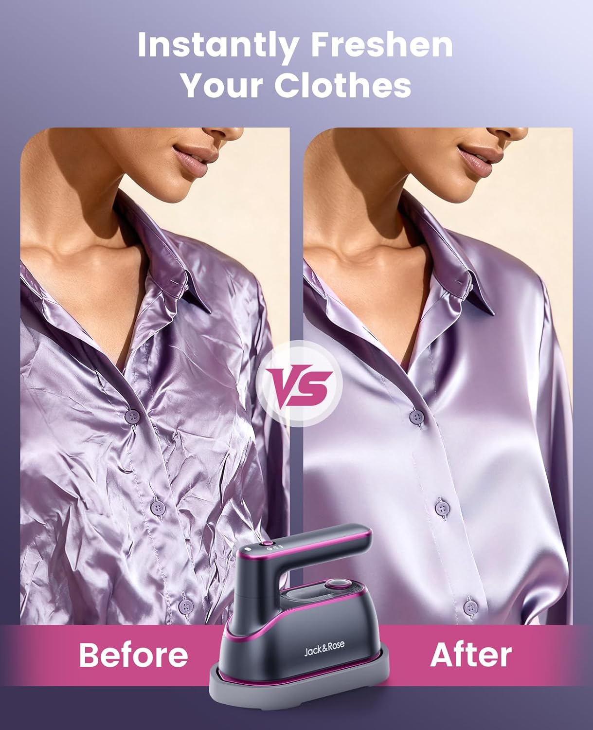 Jack ＆ Rose Travel Steamer Iron for Clothes,1200w Iron Steamer,Portable Handheld Travel Size Steamer iron,8S Fast Heat-Up