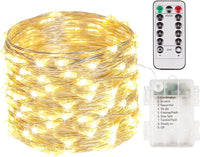 4 Pack 100 LED Fairy Lights Battery Operated with Remote, 33FT Waterproof Twinkle Lights with Timer & 8 Modes, Fairy String Light Outdoor Indoor for Bedroom Classroom DIY Christmas Decor (Warm White)