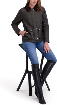 kensie womens Outerwear Waxed Cotton Barn Jacket