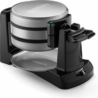 Cuisinart Round Flip Belgian Waffle Maker, Black/Silver, 1 inch thick, WAF-F30NAS