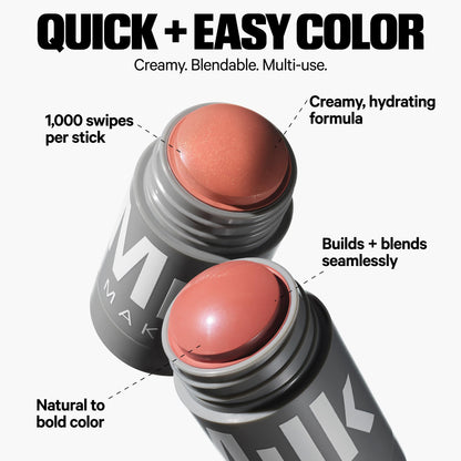 Milk Makeup Lip + Cheek Stick – Multi-Use Cream Blush + Lip Color with Mango Butter, Avocado Oil + Apricot Oil – Hydrating, Buildable, Long-Lasting, Vegan Formula – Werk, 0.21 oz