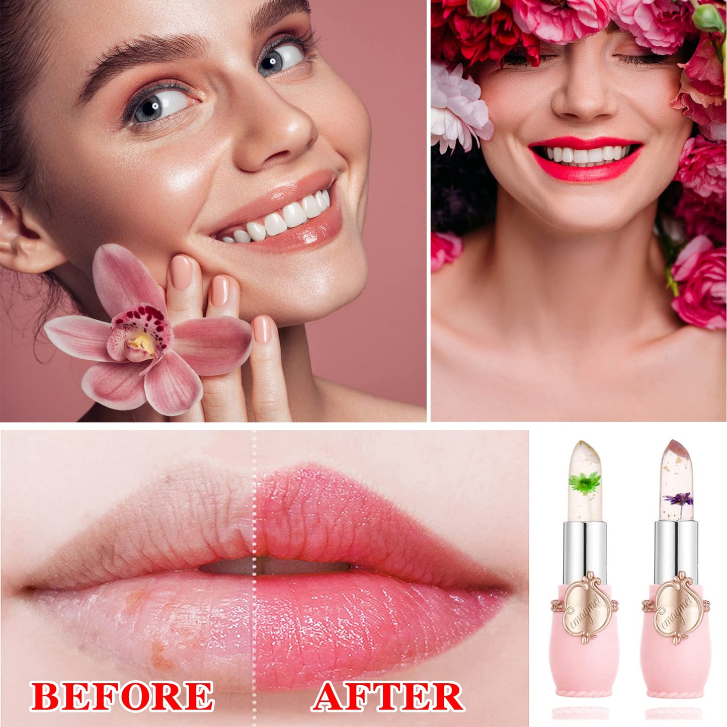 4 Pack Aloe Vera Lipstick,Long Wear Nourishing Lip stick,Waterproof Moisturizing Color Changing Lip Balm Lipstick,Lip Gloss,Magic Temp Color Change Matte Lip Gloss Makeup