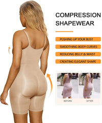 SHAPERX Women's Seamless Shapewear Bodysuit Tummy Control Body Shaper Waist Snatching Body Suit