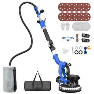Drywall Sander, 1000W Popcorn Ceiling Removal Tool, Automatic Drywall Sander with Vacuum Dust Collection, LED Light, 6 Variable Speed 800-2200RPM,15Pcs Sanding Discs, Foldable & Extendable Handle