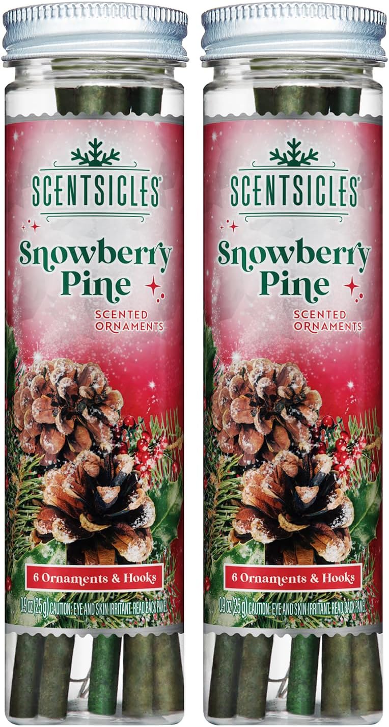 Scentsicles White Winter Fir Scented Christmas Tree Ornaments - 2 Bottles (12 Sticks Total)