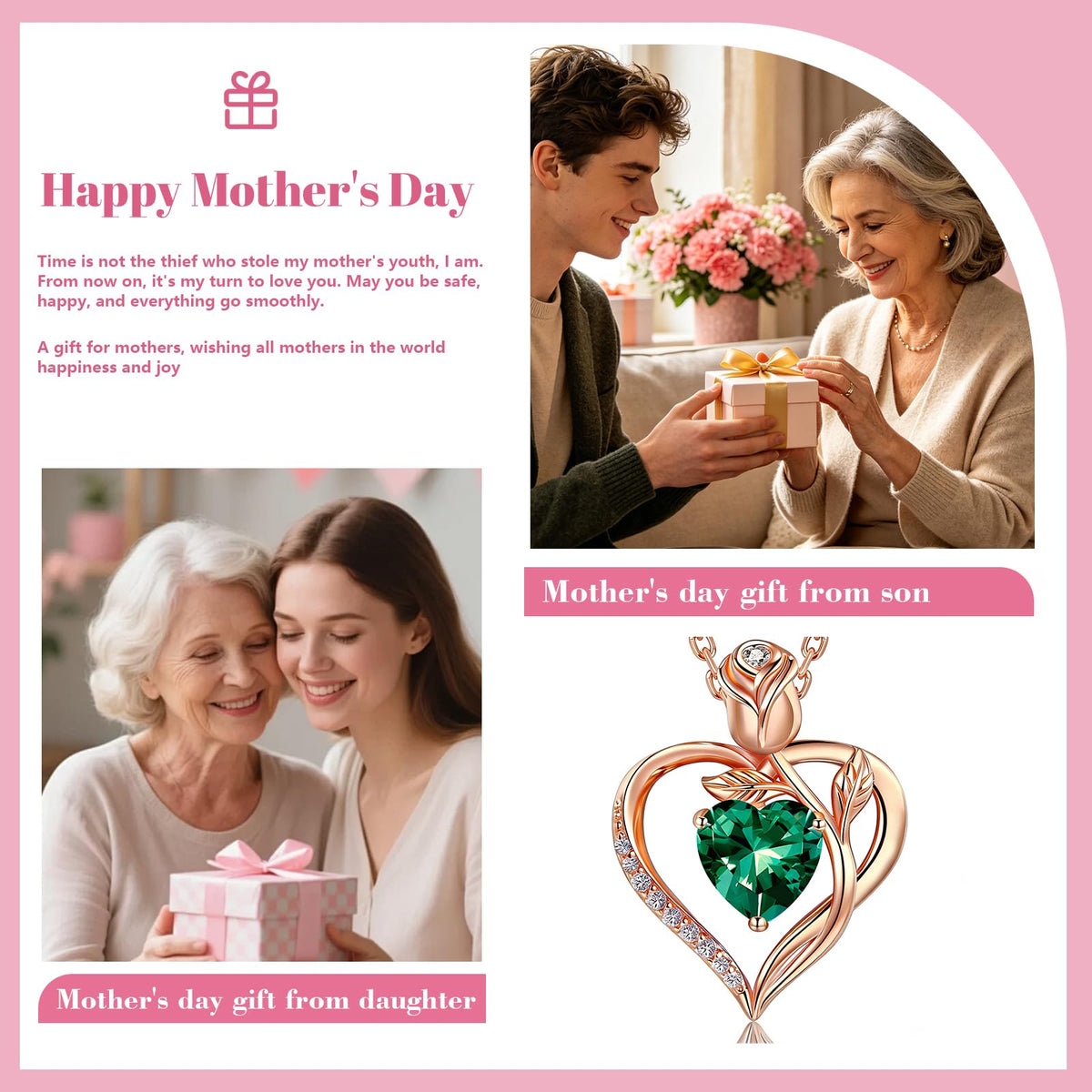 Women's Heart Pendant Necklace – 1.2CT Moissanite or Lab-Grown Sapphire, Ruby & Emerald