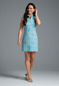 IBKUL Athleisure Wear Sun Protective UPF 50+ Icefil Cooling Romina Print Sleeveless Mock Dress - 58931