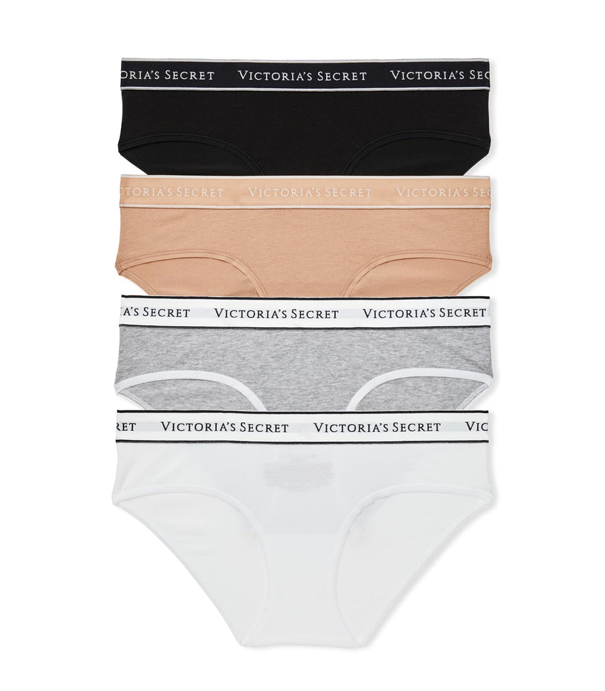 Victoria's Secret Women's Cotton Logo Hipster Underwear, Moderate Coverage Panties for Women, Multi Pack (XS-XXL)