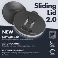 GRANDTIES Insulated Coffee Mug with Handle–Sliding Lid for Splash-Proof 16oz Wine-Glass Shape Thermal Tumbler with Double Walled Vacuum Stainless Steel to Keeps Beverages Hot or Cold-Cognac Metallic