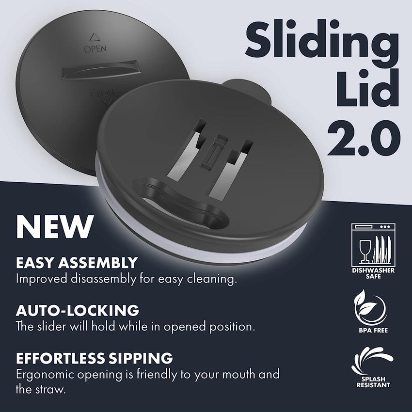 GRANDTIES Insulated Coffee Mug with Handle–Sliding Lid for Splash-Proof 16oz Wine-Glass Shape Thermal Tumbler with Double Walled Vacuum Stainless Steel to Keeps Beverages Hot or Cold-Cognac Metallic