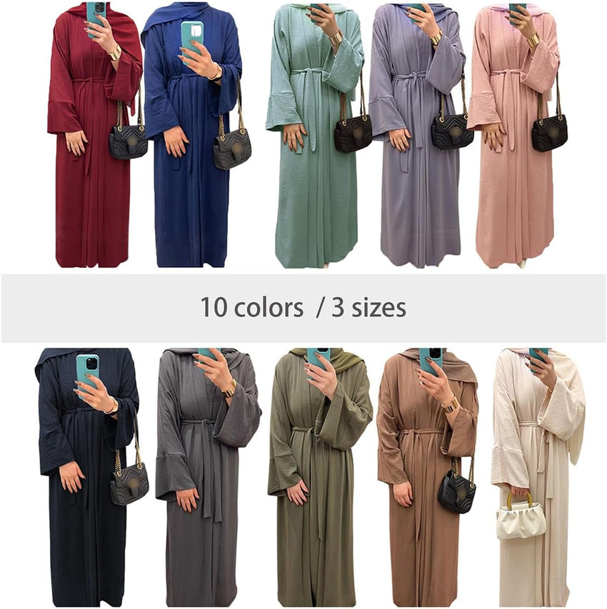 2PCS Women's Muslim Dresses Abaya Islamic Dubai Prayer Dress Robe Long Cardigan Maxi Dress