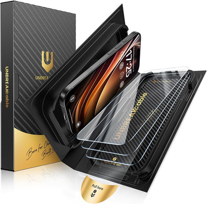 UNBREAKcable for iPhone 16 Pro Screen Protector [Quick-Installation Box] 3-Pack 9H+ Hardness Shatterproof Tempered Glass [99.99% HD Clear] [Case Friendly] [Bubble Free] for Apple 16 Pro 6.3 inch
