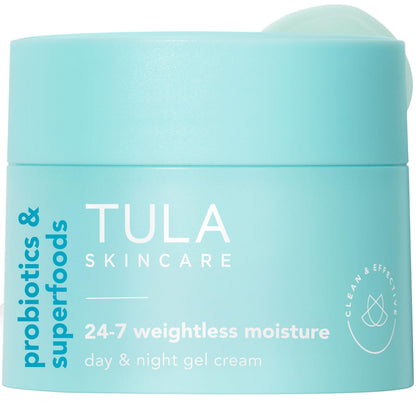 TULA Skin Care 24-7 Weightless Moisture Hydrating Day & Night Cream - Anti-Aging Lightweight Gel Cream Moisturizer for Face, Contains Watermelon & Blueberry Extract