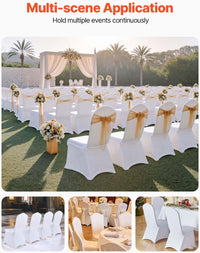 VEVOR 100 Pcs White Chair Covers Polyester Spandex Chair Cover Stretch Slipcovers for Wedding Party Dining Banquet Flat-Front Chair Covers
