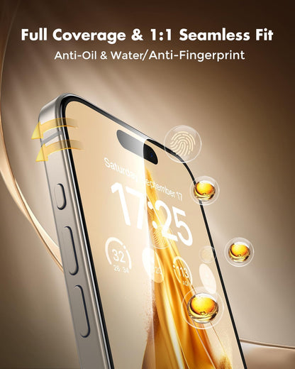 UNBREAKcable Privacy Screen Protector for iPhone 16 Pro Max, Full Coverage Shatterproof Tempered Glass [True 28°Anti Spy] [9H Hardness] [Installation Frame] Private Protector for iPhone 6.9"-2 Pack