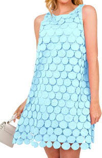 BTFBM Women Hollow Out Circle Embroidered Short Dresses Summer Casual Sleeveless Vacation Party Cocktail Tank Dress