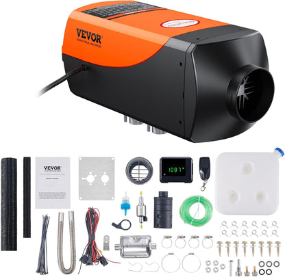 VEVOR 8KW Diesel Heater, DC12-24V, Fast Heating Diesel Air Heater, with Remote Control and Color Digital Display, 10L Fuel Tank, Low Noise, Voice Announcement, for RV, Truck, Boat and Trailer