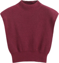 CIDER Women's Mock Neck Sleeveless Sweater Tops Cap Sleeve Sweater Vests Tank Tops