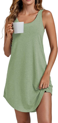Vrtige Women's Tank Nightgown Sleeveless Sleepwear Scoop Neck Full Slip Chemise Nightdress