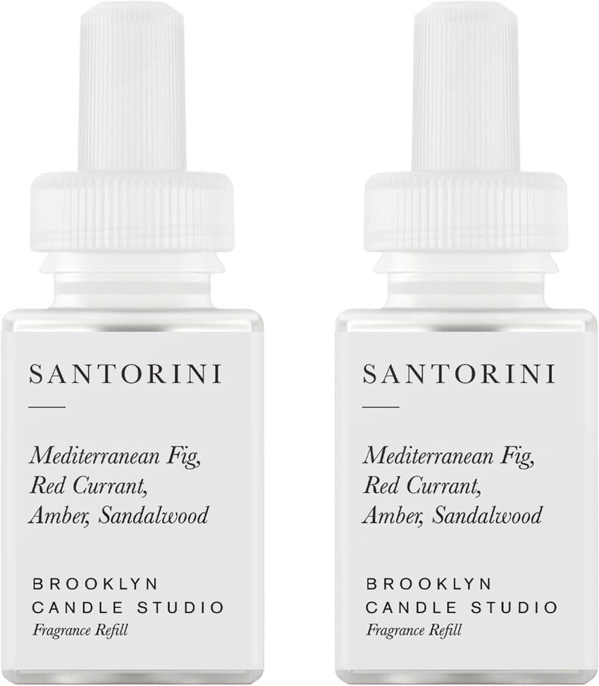 Pura & Brooklyn Candle Studio Home Scent Refill - Smart Air Diffuser - Up to 120-Hours of Luxury Fragrance per Refill - Home Essential - Clean & Safe Diffuser Fragrance - 2 Pack, Santorini