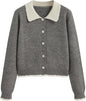 CIDER Cardigans for Women Trendy Knit Collar Button Up Contrasting Binding Regular Fit Crew Neck Cardigan