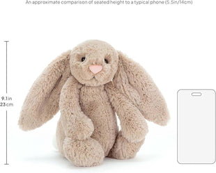 Jellycat Bashful Beige Bunny Stuffed Animal, Medium 12 inches - Rabbit and Bunny Plush Toy - Classic Children's Gift