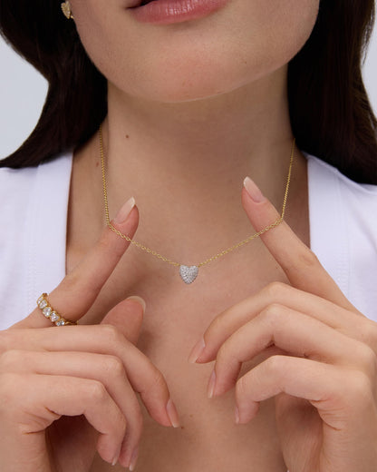 PAVOI 14K Gold Plated Cubic Zirconia Heart Necklace | Cute Dainty Love Pendant Necklaces for Women - Valentines Day Trendy Jewelry
