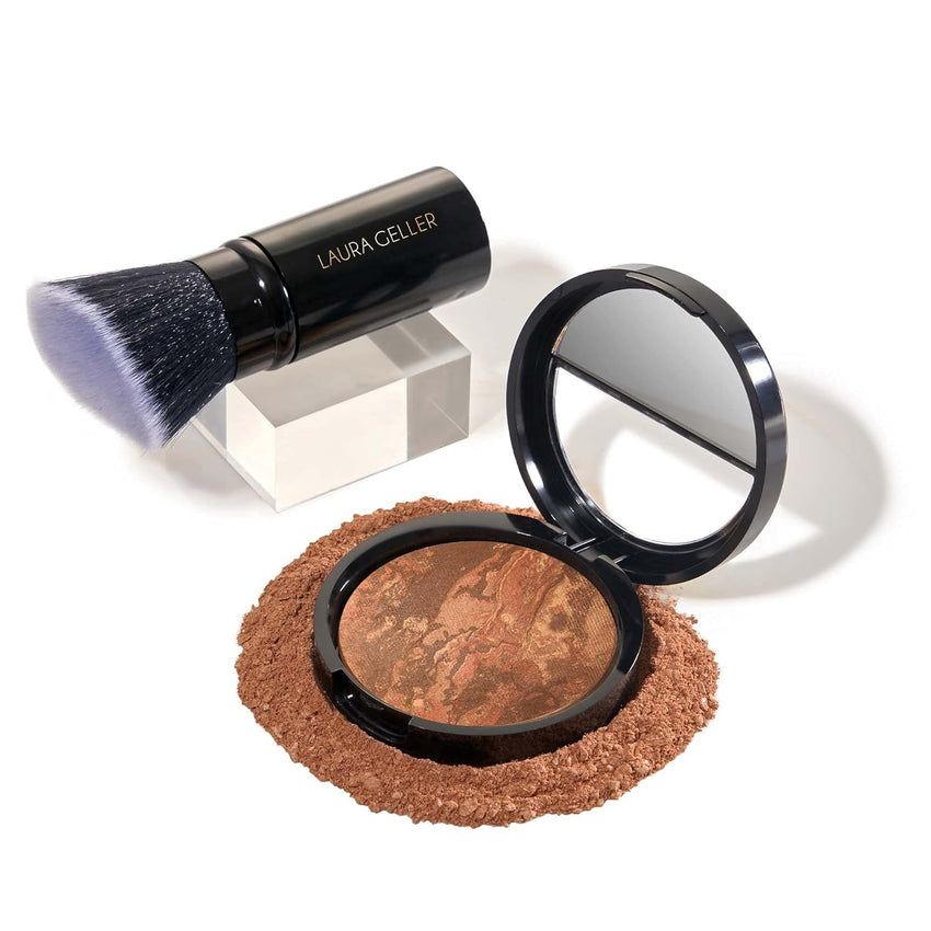LAURA GELLER NEW YORK Baked Balance-n-Brighten Foundation with Kabuki Brush Makeup Set, Light
