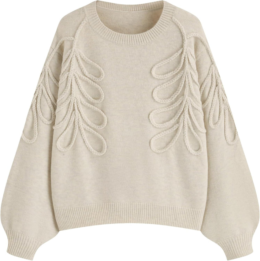 CIDER Women's Oversized Sweaters Long Sleeve Round Neck Tops Knit Pullover Sweater