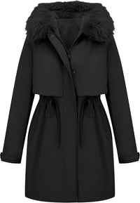RISISSIDA Women Winter Parka Puffy Coat,Puffer Jacket with Long Fur Collar Hooded,Thicken Warm Bubble Overcoat for Deep Cold
