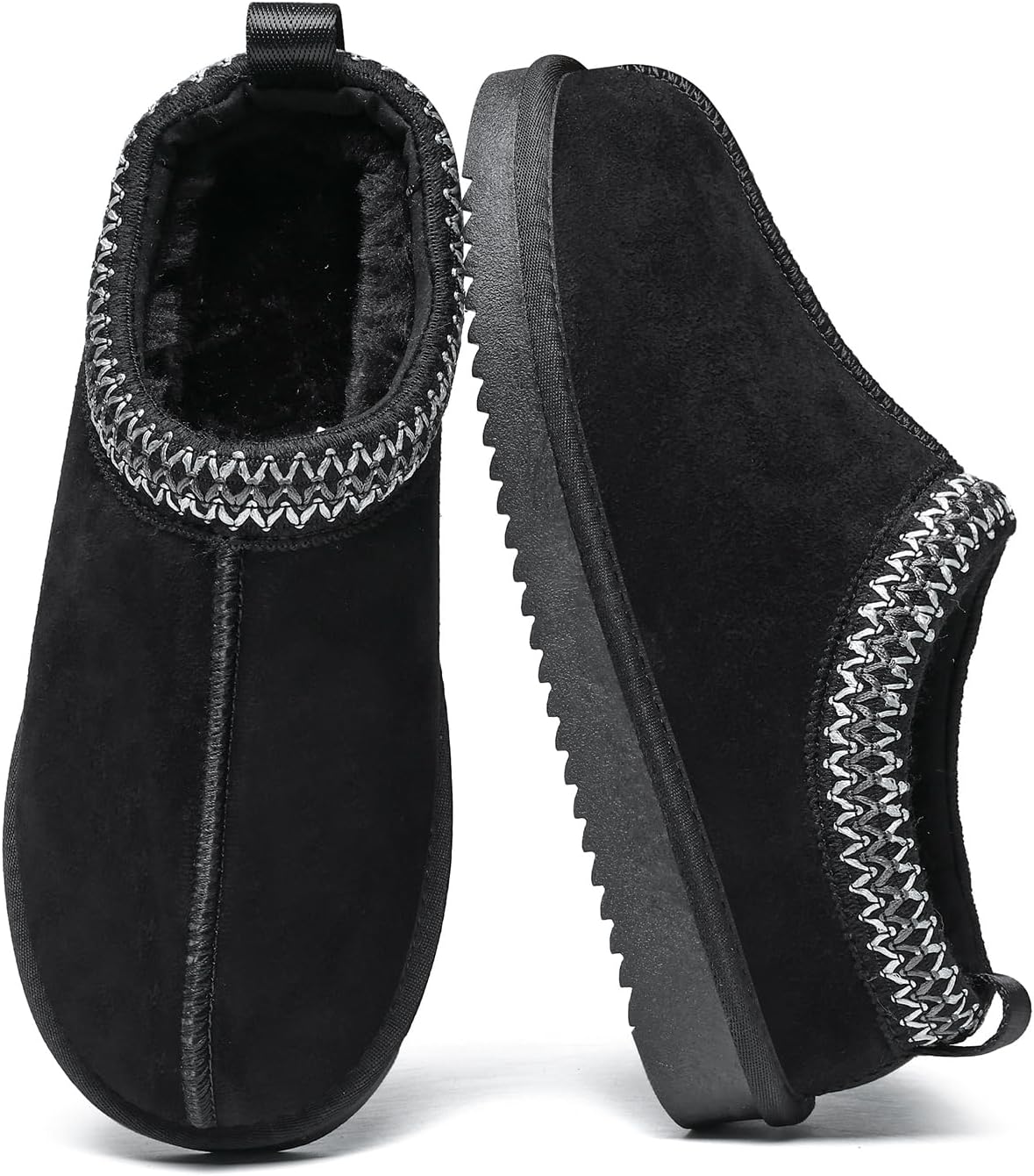 Women's Slippers Genuine Suede Platform Mini Boots Mens Faux Fur Warm Lining Winter Mules Cozy Warm House Shoes Indoor and Outdoor