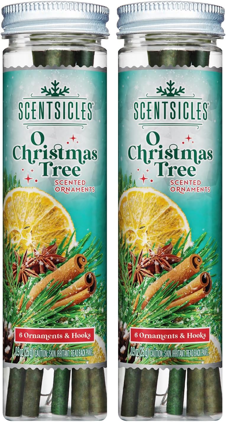 Scentsicles White Winter Fir Scented Christmas Tree Ornaments - 2 Bottles (12 Sticks Total)