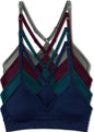 Kalon Women’s 4 Pack Racerback Sports Bralette Seamless Wireless Comfort Bra