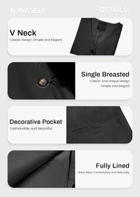 Mina Self Linen Vest Tops for Women Summer Lihtweight Breathable V-Neck Button Fashion Casual Work Beach Vacation Outerwear