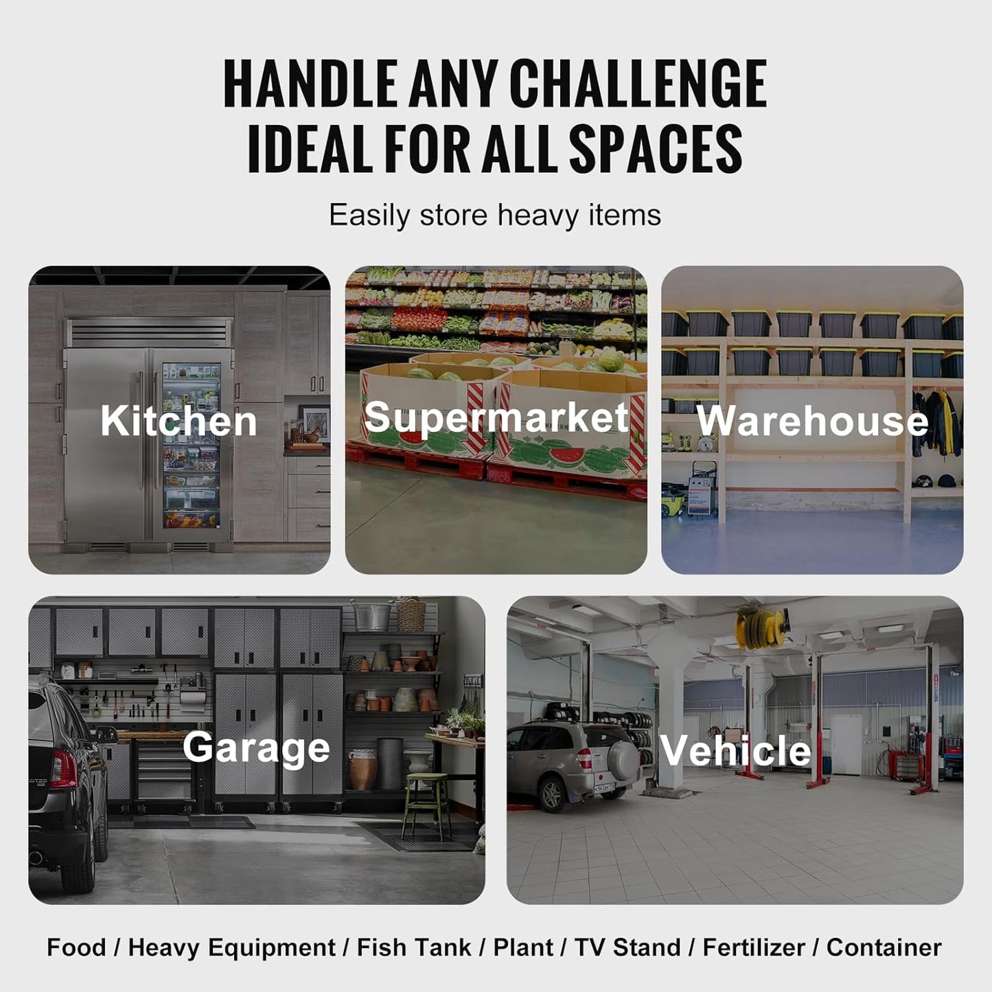 VEVOR Aluminum Dunnage Rack, 48” x 20” Commercial Food Floor Rack, 12” Off the Floor, 1000 lbs Capacity All-Welded Aluminum Storage Rack, for Storage in Restaurants, Kitchens, Garages and Vehicles