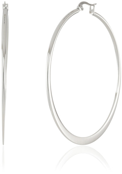 Amazon Essentials Gold Plated or Stainless Steel Flattened Hoop Earrings