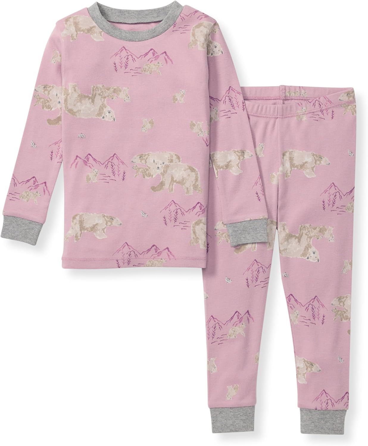 Burt's Bees Baby Girls' Pajamas, 2-Piece Long Sleeve Tee and Pants Organic Cotton PJ Set