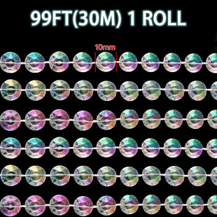 Jishi 99ft Crystal Bead Garland for Christmas Tree Decorations, Iridescent Acrylic Beaded Garland Strand Roll, Hanging Christmas Decorations Indoor Home Decor, String Diamond Beads for Crafts Curtains