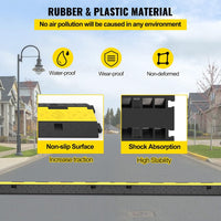 VEVOR Cable Protector Ramp, 5 Packs 2 Channels Speed Bump, Rubber Modular Humps Rated 11000 LBS Load Capacity, Protective Wire Cord Ramp Driveway Rubber Traffic Speed Bumps Cable Protector